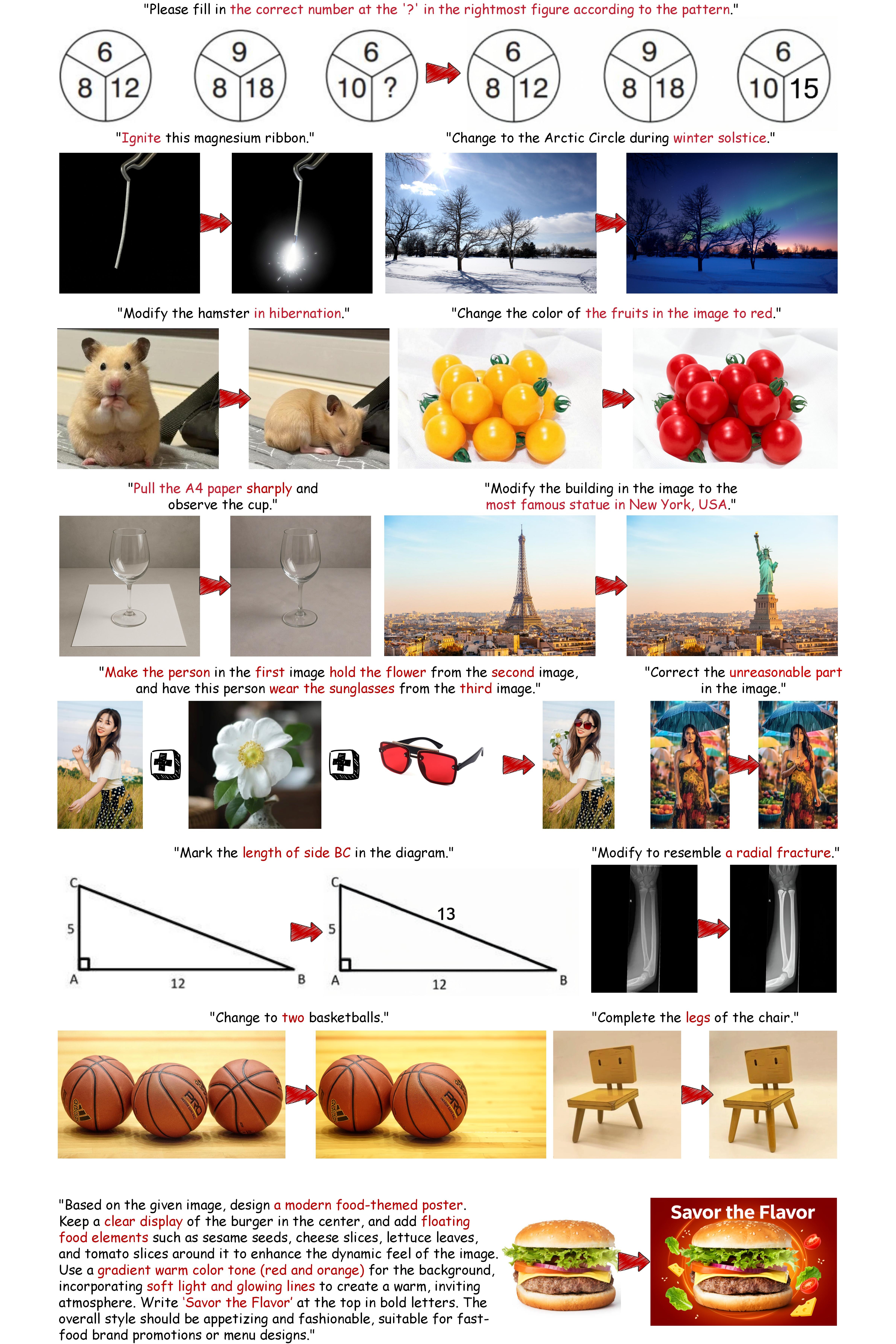 Qualitative OmniHarness results on knowledge-intensive KRIS-Bench tasks